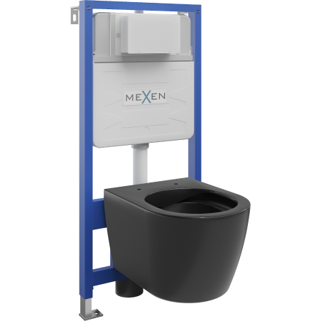 Mexen podomítkový WC set rám Fenix Slim s WC mísou Carmen, černý mat - 6103388XX85