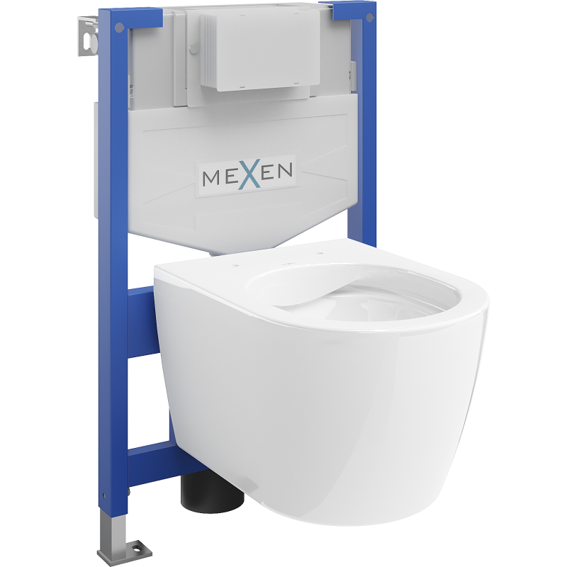 Mexen sada podomítkový WC rám Fenix XS-F s WC mísou Carmen, bílý lesk - 6803388XX00