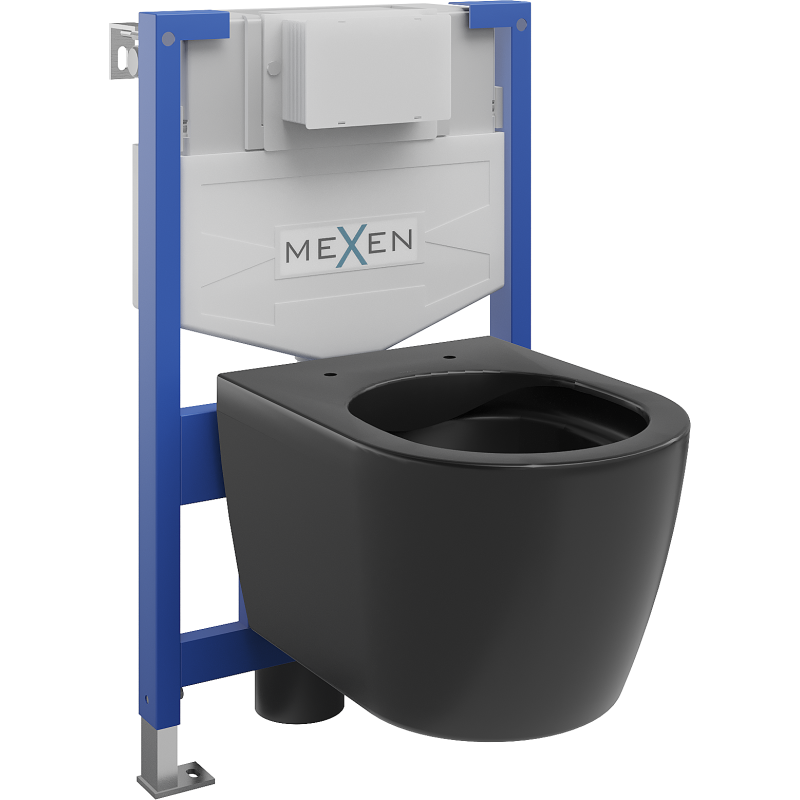 Mexen sada podomítkového WC rám Fenix XS-F s WC mísou Carmen, černý mat - 6803388XX85