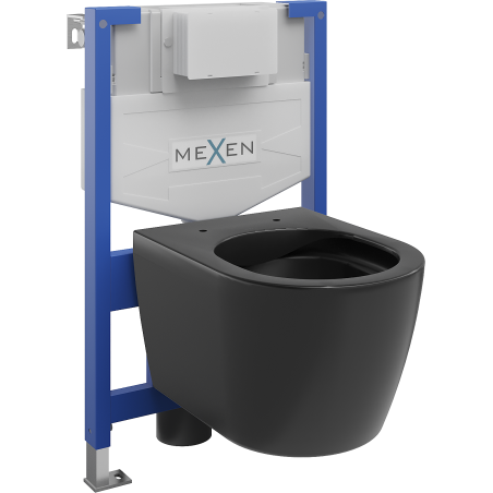 Mexen sada podomítkového WC rám Fenix XS-F s WC mísou Carmen, černý mat - 6803388XX85