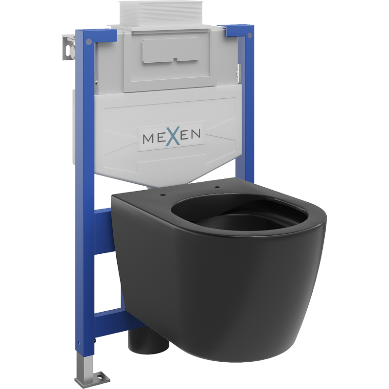 Mexen sada podomítková WC rám Fenix XS-U s WC mísou Carmen, černý mat - 6853388XX85