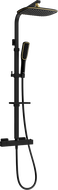 Mexen CQ49 nástěnná sprchová sada s dešťovou sprchou a termostatickou baterií, černá/zlatá - 772504995-75