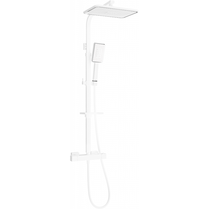 Mexen CQ54 nástěnná sprchová sada s dešťovou hlavicí a termostatickou baterií, bílá/chrom - 772505495-21