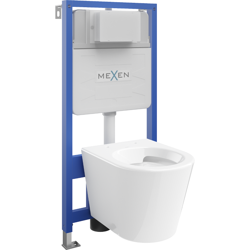 Mexen Rico podomítková WC sada rám Fenix Slim s WC mísou, bílý lesk - 6103372XX00