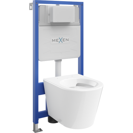 Mexen Rico podomítková WC sada rám Fenix Slim s WC mísou, bílý lesk - 6103372XX00