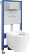 Mexen Rico podomítková WC sada rám Fenix Slim s WC mísou, bílý lesk - 6103372XX00