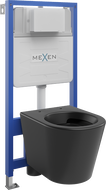 Mexen Rico podomítková WC sada rám Fenix Slim s WC mísou, černý mat - 6103372XX85
