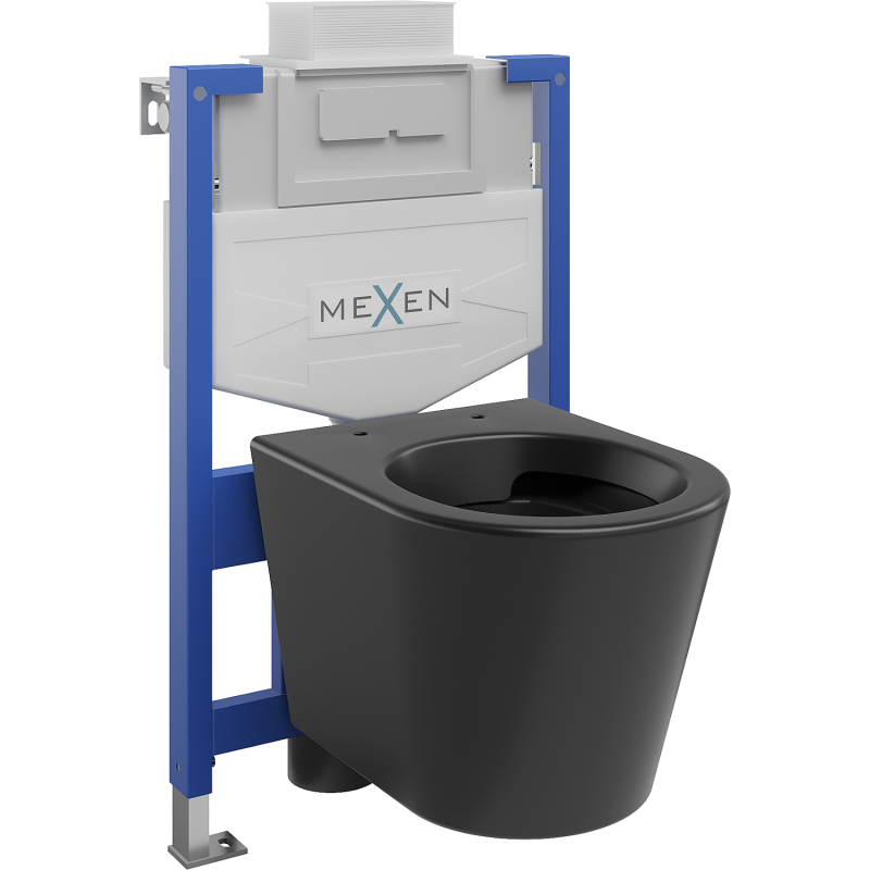 Mexen Rico sada podomítkových WC, rám Fenix XS-U s WC mísou, černý mat - 6853372XX85