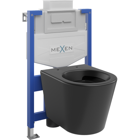 Mexen Rico sada podomítkových WC, rám Fenix XS-U s WC mísou, černý mat - 6853372XX85