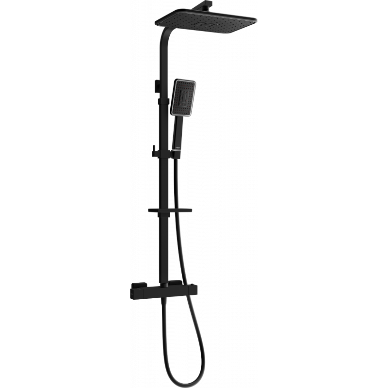 Mexen CQ54 nástěnná sprchová sada s dešťovou sprchou a termostatickou baterií, černý/chrom - 772505495-71