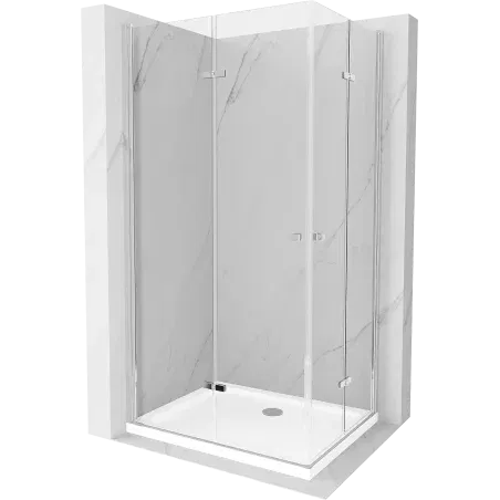 Mexen Lima Duo skládací sprchová kabina 80 x 70 cm, transparentní, chrom + vanička Flat - 856-080-070-01-02-4010
