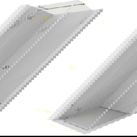 Mexen Lunar T sprchový kout s otevíracími levými dveřmi 100 x 100 cm, transparentní, zlatý - 834T-100-100-50-00-L