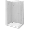 Mexen Lima Duo skládací sprchový kout 90 x 80 cm, transparentní, chrom + vanička Flat - 856-090-080-01-02-4010