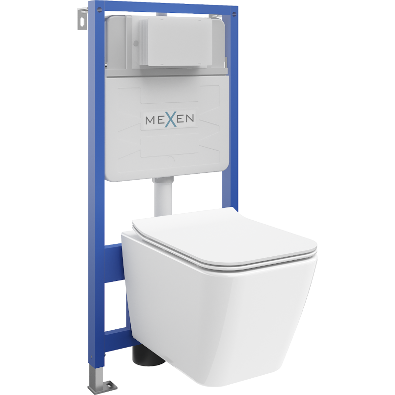 Mexen Cube podomítková WC sada stěna Fenix Slim s WC mísou a měkkým uzavíráním, bílý lesk - 61030924000