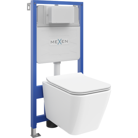 Mexen Cube podomítková WC sada stěna Fenix Slim s WC mísou a měkkým uzavíráním, bílý lesk - 61030924000