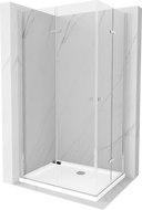 Mexen Lima Duo skládací sprchový kout 100 x 90 cm, transparentní, chrom + vanička Flat - 856-100-090-01-02-4010