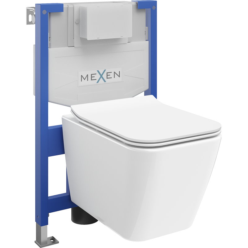 Mexen Cube sada podomítkového WC Fenix XS-F s WC mísou a pomalým sedátkem, bílý lesk - 68030924000