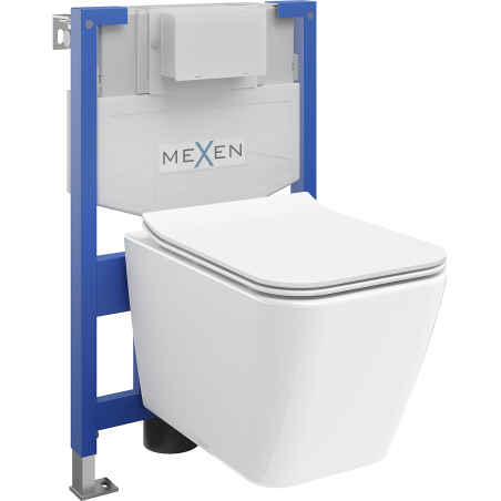Mexen Cube sada podomítkového WC Fenix XS-F s WC mísou a pomalým sedátkem, bílý lesk - 68030924000