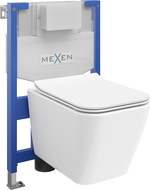 Mexen podomítková sada WC rám Fenix XS-F s WC mísou Cube a pomalu klesající deskou, bílý lesk - 68030924000