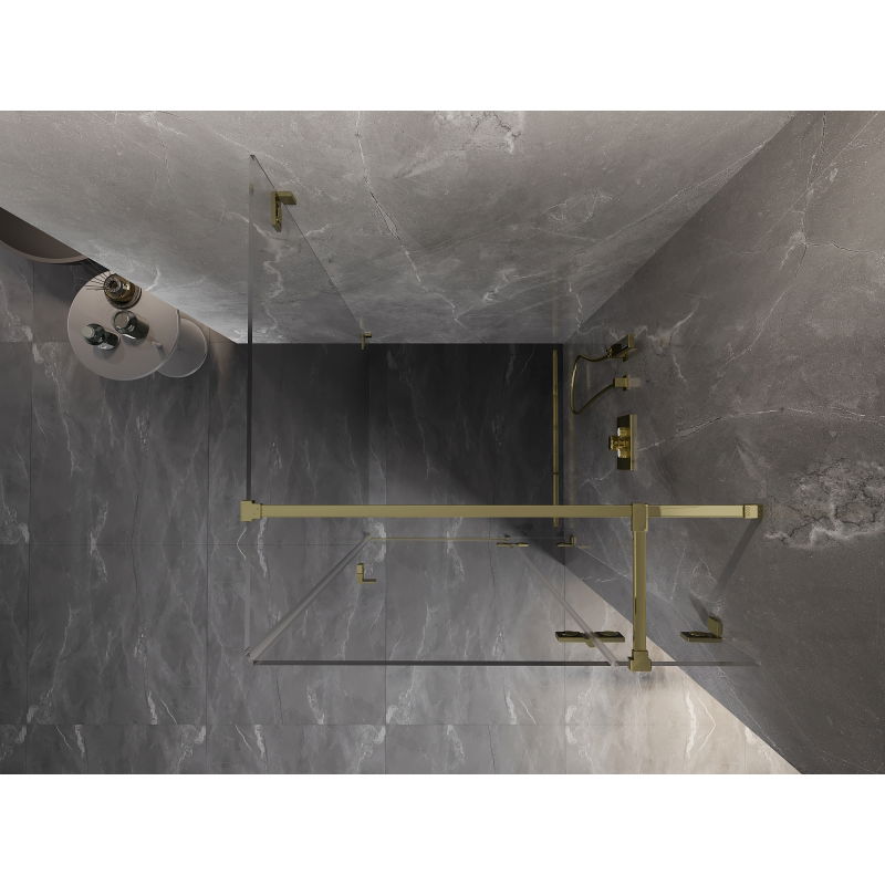 Mexen Lunar T sprchový kout s otevíracími dveřmi pravý 90 x 90 cm, transparentní, zlatý - 834T-090-090-50-00-P