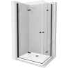 Mexen Lima Duo skládací sprchový kout 80 x 70 cm, transparentní, černý + vanička Flat - 856-080-070-70-02-4010B