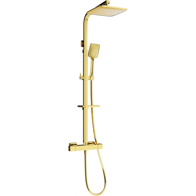 Mexen CQ62 nástěnná sprchová sada s dešťovou sprchou a termostatickou baterií, zlatá - 772506295-50