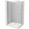 Mexen Pretoria Duo sprchový kout s otočnými dveřmi 90 x 80 cm, Průhledné, Zlatá + sprchová vanička Flat - 852-090-080-50-02-4010