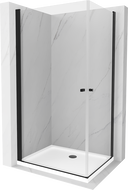 Mexen Pretoria Duo sprchový kout s výklopnými dveřmi 80 x 70 cm, transparentní, černý + vanička Flat - 852-080-070-70-02-4010B