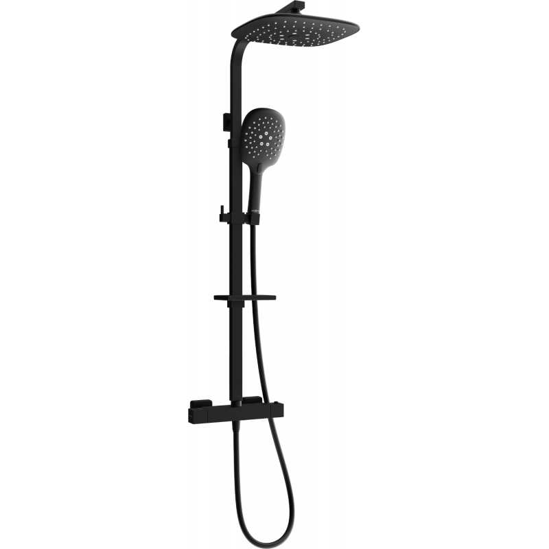Mexen CQ22 nástěnná sprchová sada s dešťovou sprchou a termostatickou baterií, černá - 772502295-70