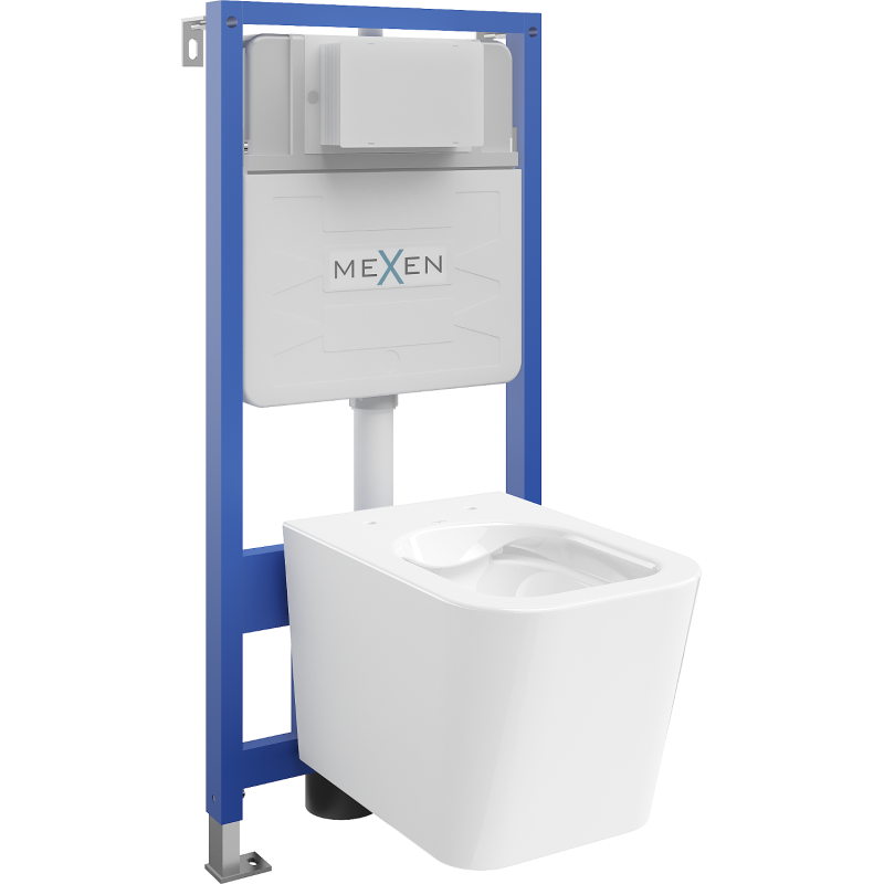 Mexen Teo zapuštěná WC sada rám Fenix Slim s WC mísou, bílý lesk - 6103385XX00