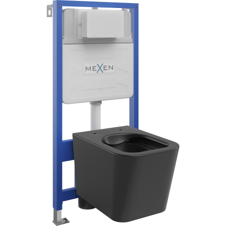 Mexen podomítková WC sada rám Fenix Slim s WC mísou Teo, černý mat - 6103385XX85