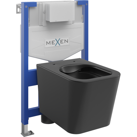 Mexen Teo podomítková WC sada Fenix XS-F s WC mísou, černý mat - 6803385XX85
