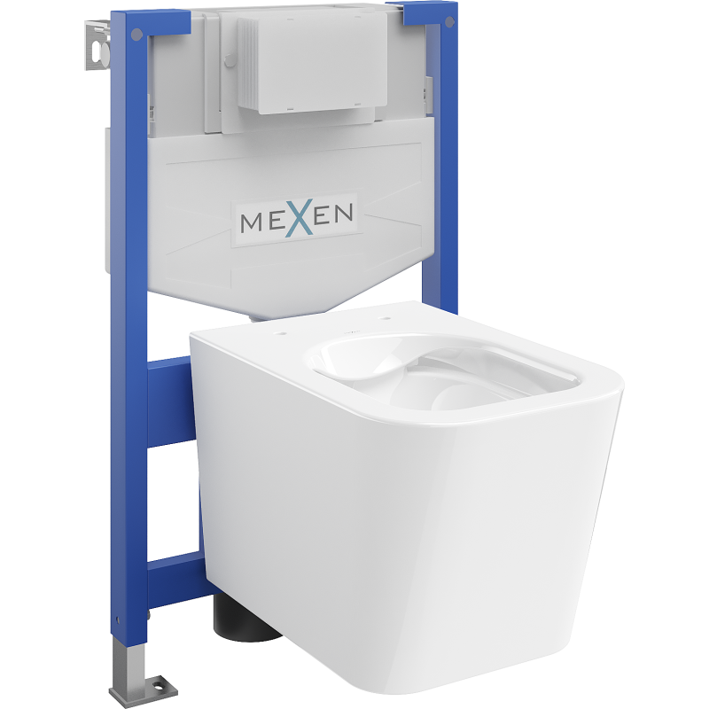 Mexen Teo podomítková sada WC rám Fenix XS-F s WC mísou, bílý lesk - 6803385XX00