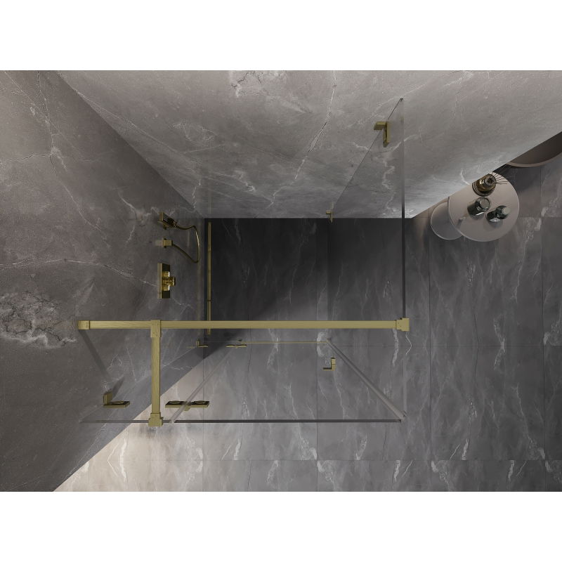 Mexen Lunar T sklopná sprchová kabina levá 100 x 100 cm, transparentní, zlatá kartáčovaná - 834T-100-100-55-00-L