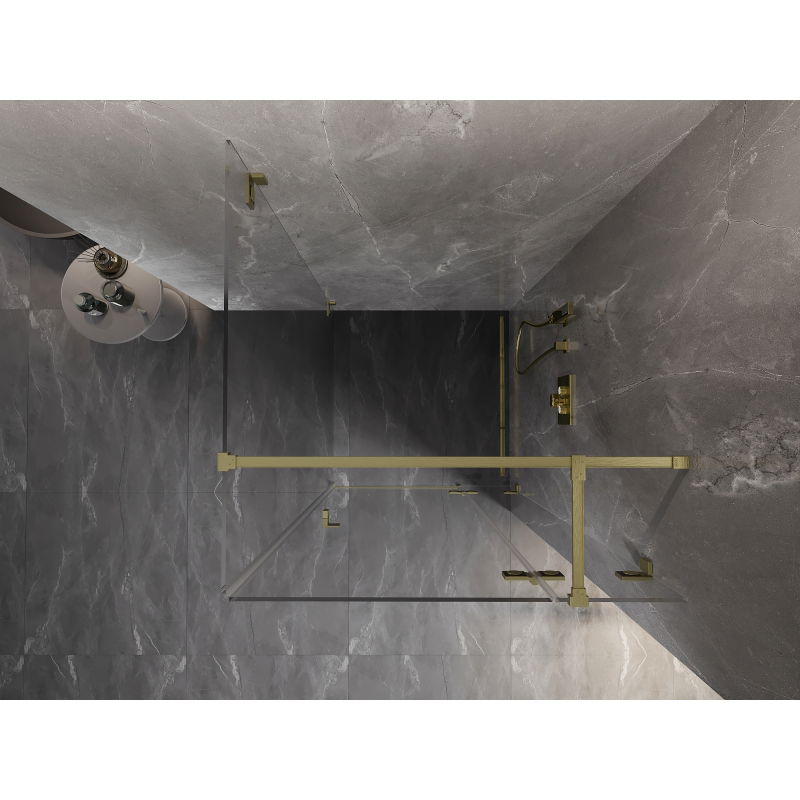 Mexen Lunar T sprchový kout pravý 70 x 70 cm, průhledný, zlatý kartáčovaný - 834T-070-070-55-00-P