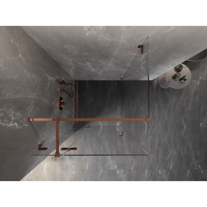 Mexen Lunar T sprchový kout s výklopnými dveřmi levý 90 x 90 cm, transparentní, růžové zlato - 834T-090-090-60-00-L