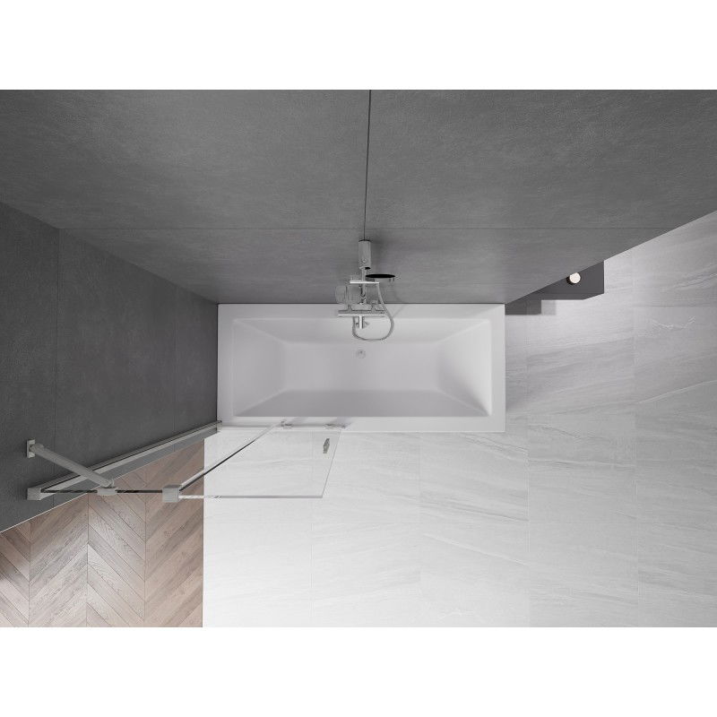 Mexen Velar vanová zástěna 2dílná posuvná 85 x 150 cm, čirá, kartáčovaný nikl - 896-085-000-01-97