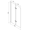 Mexen Felix vanová stěna 2-křídlová 80 x 140 cm, transparentní, černá - 890-080-002-70-00
