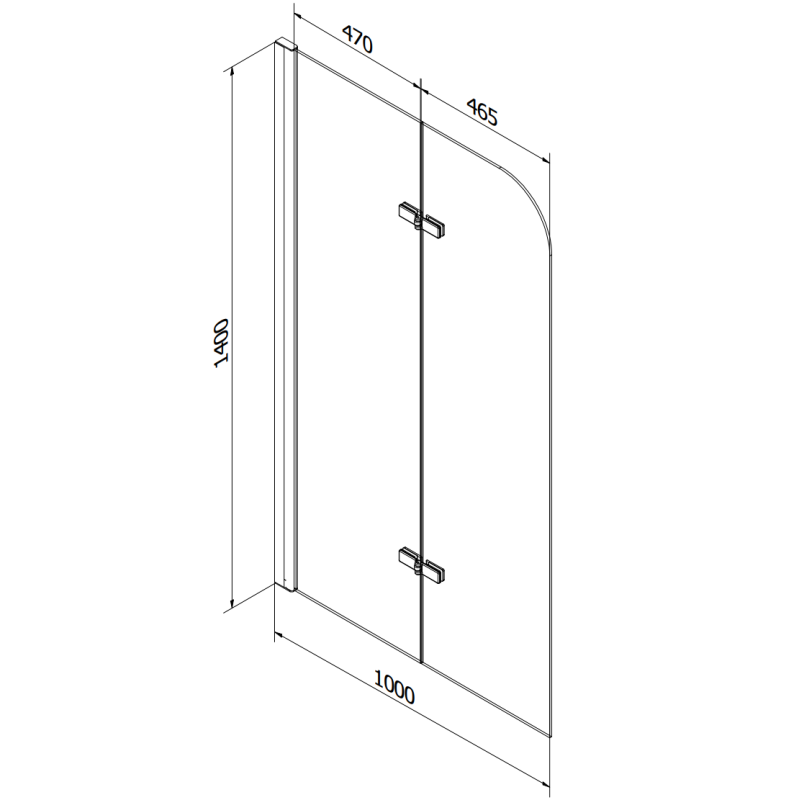 Mexen Felix vana obrazovka 2křídlová 100 x 140 cm, transparentní, chrom - 890-100-002-01-00