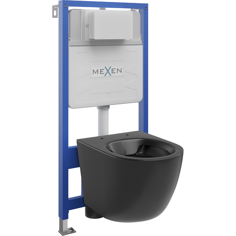 Mexen podomítkový set WC rám Fenix Slim s WC mísou Lena, černý mat - 6103322XX85