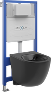 Mexen podomítkový set WC rám Fenix Slim s WC mísou Lena, černý mat - 6103322XX85