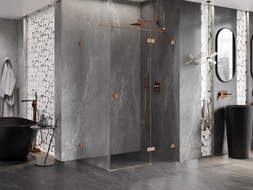 Mexen Lunar T sprchový kout s pravými otočnými dveřmi 70 x 120 cm, průhledný, kartáčovaná měď - 834T-070-120-65-00-P