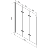 Mexen Cube obdélníková vana 170 x 80 cm s obkladem a 3-křídlovým paravánem 120 cm, transparentní, černý