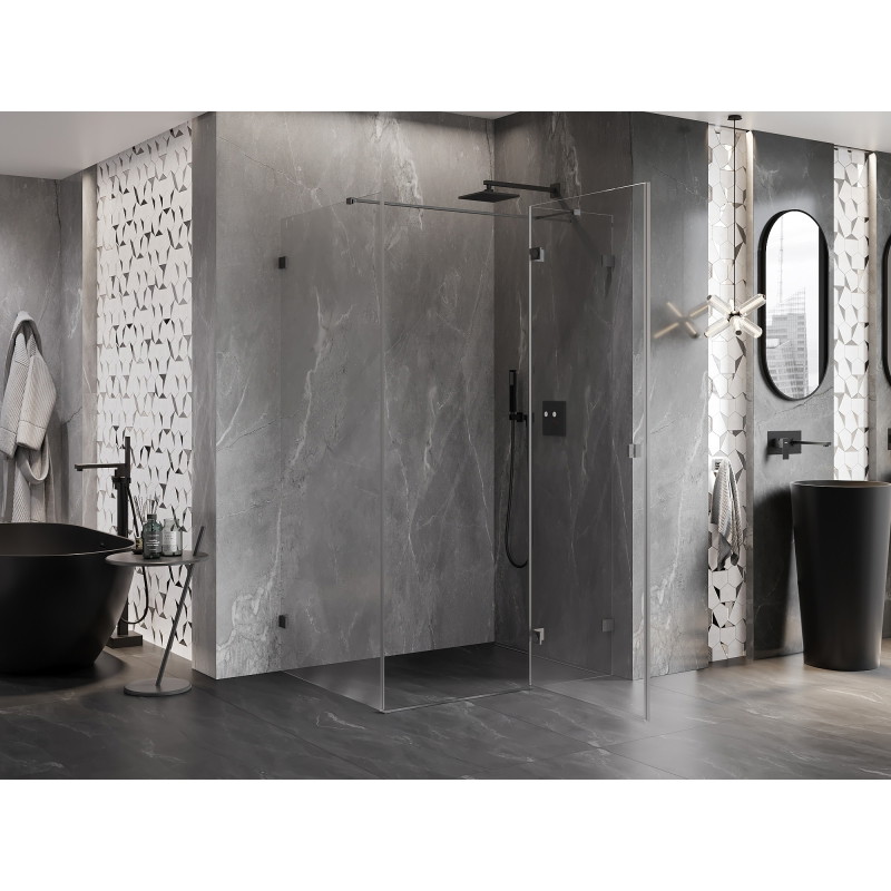 Mexen Lunar T sprchový kout výklopný pravý 85 x 110 cm, průhledný, kartáčovaný gun gray - 834T-085-110-66-00-P