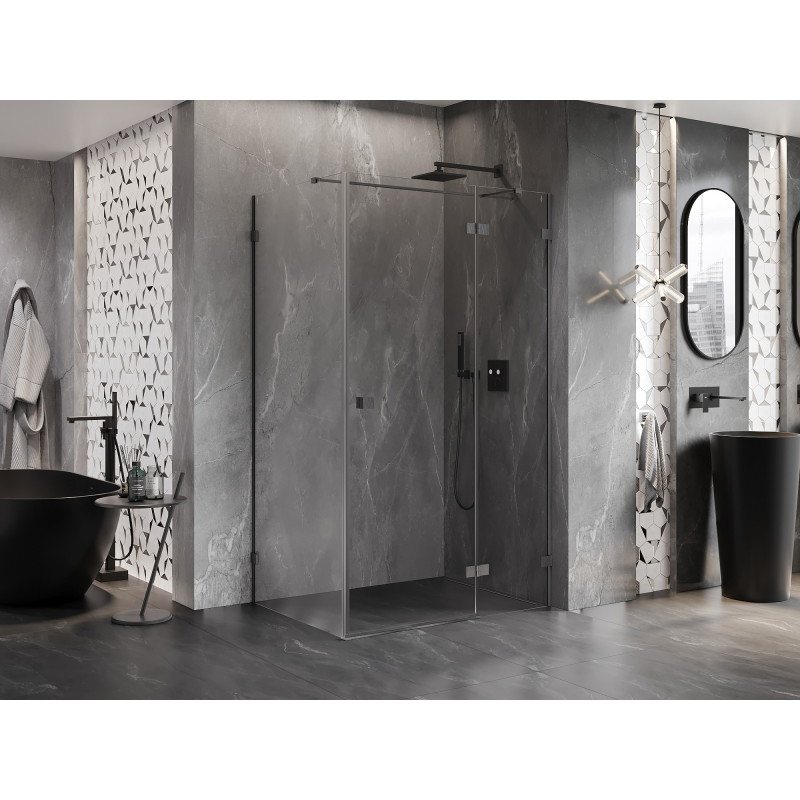 Mexen Lunar T sprchový kout výklopný pravý 85 x 110 cm, průhledný, kartáčovaný gun gray - 834T-085-110-66-00-P