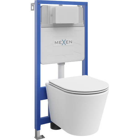 Mexen Rico podomítkový WC set rám Fenix Slim s WC mísou a pomalu padajícím sedátkem, bílý mat - 61030724001