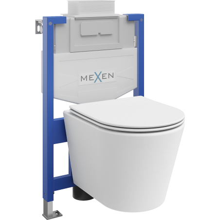 Mexen WC podomítkový set Felix XS-U stojan s WC mísou Rico a pomalu padajícím sedátkem, Matná bílá - 68530724001