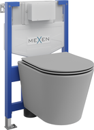 Mexen Rico podomítková sada WC rám Fenix XS-F s WC mísou a sedátkem s pomalým zavíráním, světle šedý mat