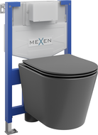 Mexen Rico podomítkový WC set Fenix XS-F s WC mísou a pomalu padajícím prkénkem, šedý tmavý mat - 68030724071