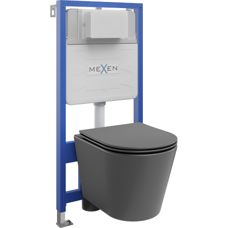 Mexen sada WC pod omítku s rámem Fenix Slim s WC mísou Rico a pomalu klesající deskou, tmavě šedá mat - 61030724071
